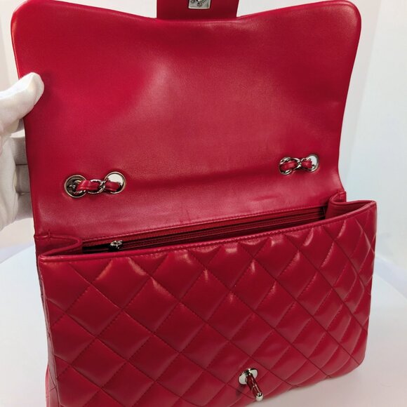 Chanel Red Classic Jumbo Single Flap Bag - Picture 10 of 16